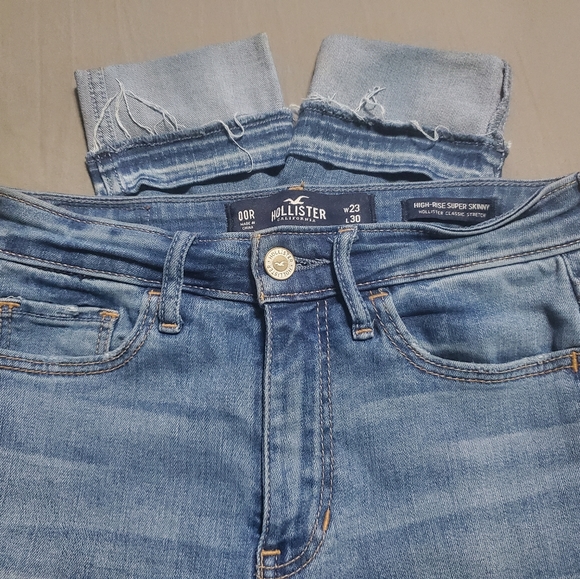 HOLLISTER 00R (W23 L30) High-Rise Super Skinny Classic Stretch Blue Jeans - Picture 3 of 5